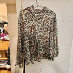 Women's Zara Printed Shirt with Metallic Thread - size XL